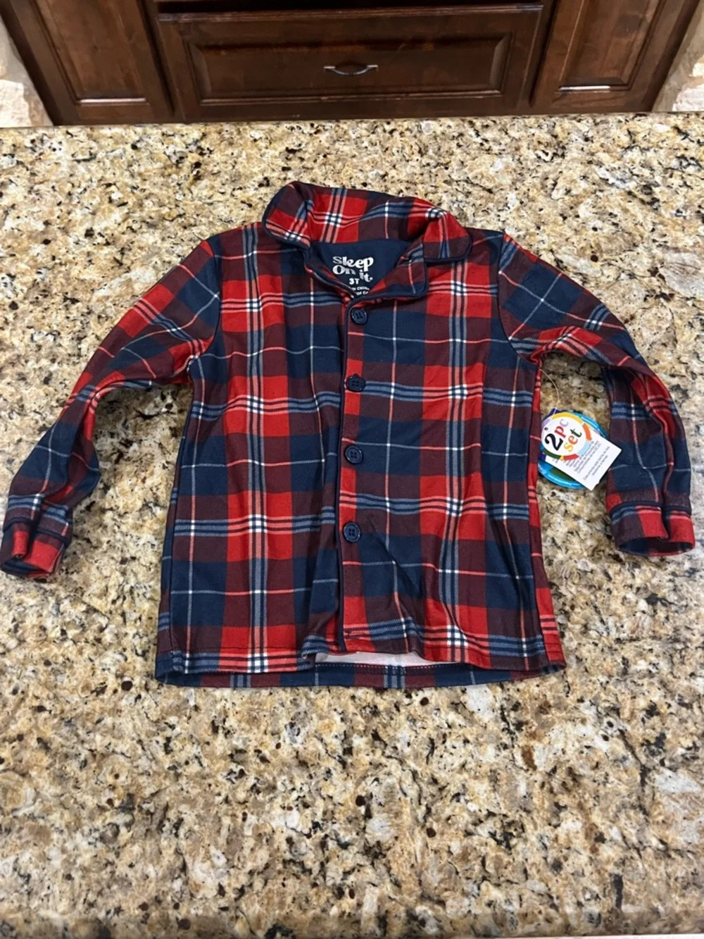 New - Sleep On It Red & Navy Plaid Kids Pajama Set | Size 3T